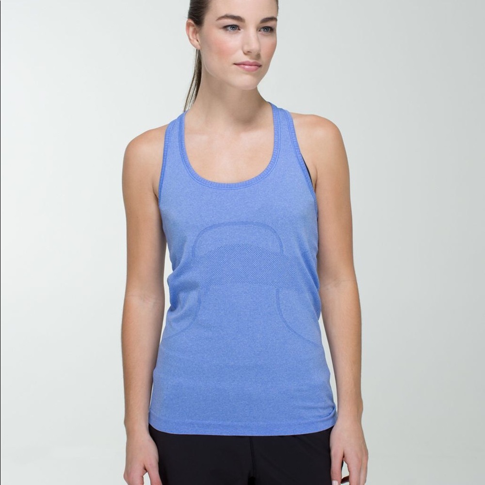 Lululemon swiftly tank in heathered lullaby.
